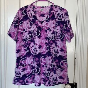 NWOT GT Performance XL Pink & Purple Tie Dye Scrub Top